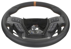 Ford Raptor Steering Wheel Kit - Ford Racing - Raptor Style, Heated - Black Leather with Orange Stitching/Orange Sightline - `15-`17